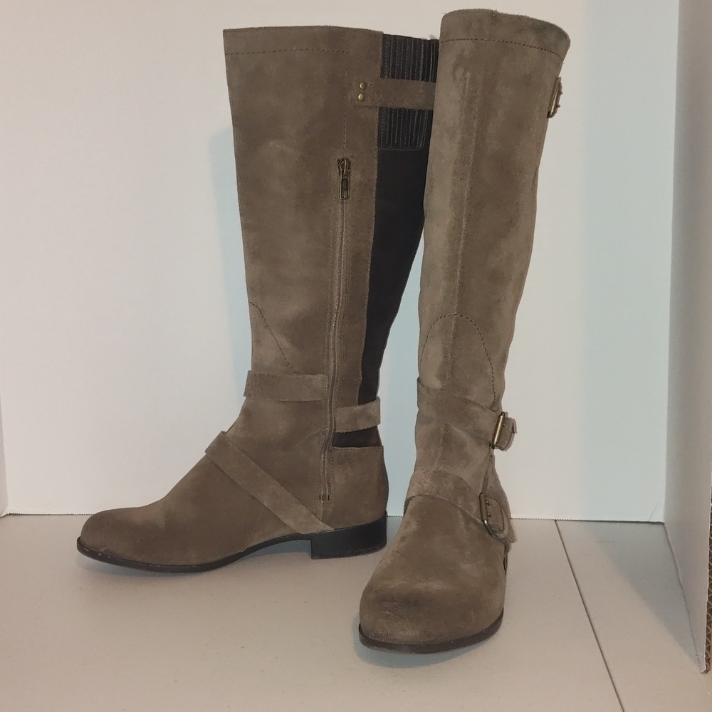 UGG Cydnee Brown Tan Suede Leather Riding Knee High Boots Women’s Size 7.5